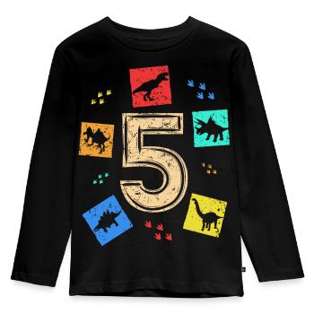 5 ans jeunes filles dinosaures 5 ans - T-shirt manches longues Premium Enfant - noir - Devant - AI Model Kid Male (0cm)