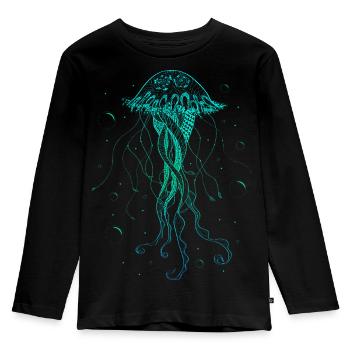 Jellyfish Sea Animal Psychedelic Art Gift - Kids' Premium Longsleeve Shirt - black - Front - AI Model Kid Male (0cm)
