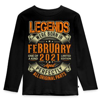 2021 February Birthday Legend - Kids' Premium Longsleeve Shirt - black - Front - AI Model Kid Male (0cm)