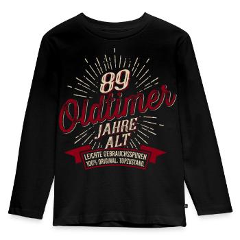 89. Geburtstag Oldtimer - Kinder Premium Bio Langarmshirt - Schwarz - Vorne - AI Model Kid Male (0cm)