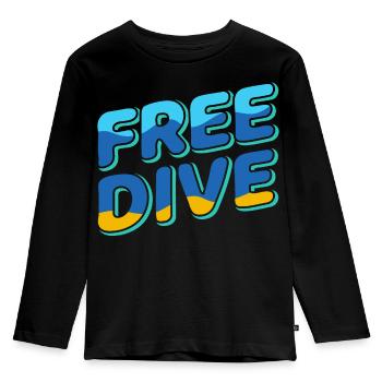 Freedive - One Breath Diving - Freediving World - Kids' Premium Longsleeve Shirt - black - Front - AI Model Kid Male (0cm)