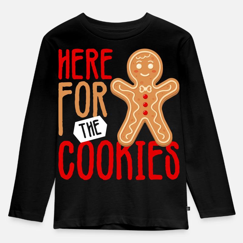 Lebkuchen Crew T-Shirt - Kinder Premium Bio Langarmshirt - Schwarz