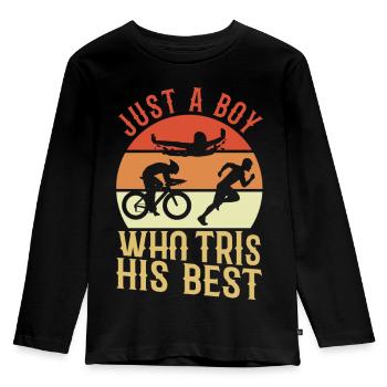 Triathlete - Kids' Premium Longsleeve Shirt - black - Front - AI Model Kid Male (0cm)