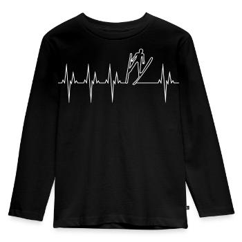 Ski Jumping Electrocardiogram ECG Ski Jumping - Kids' Premium Longsleeve Shirt - black - Front - AI Model Kid Male (0cm)