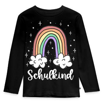 Schulkind Regenbogen Einschulung Geschenk - Kinder Premium Bio Langarmshirt - Schwarz - Vorne - AI Model Kid Male (0cm)