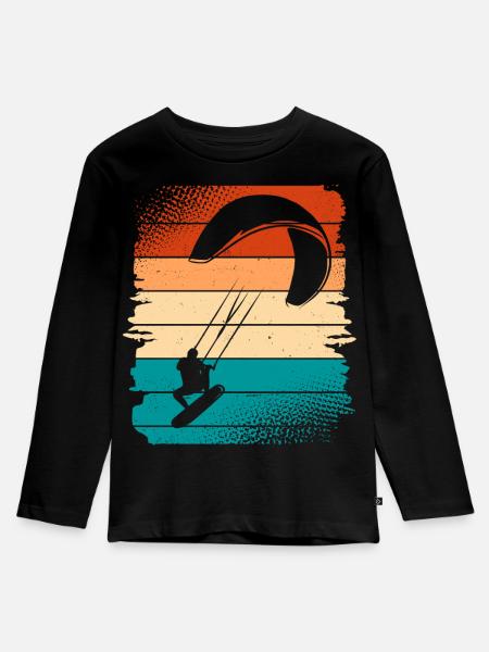 Kitesurfer Kiteboard Kitesurfen Kitesurf - Kinder Premium Bio Langarmshirt - Schwarz