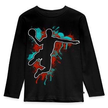 Basketball Basketballer - Kinder Premium Bio Langarmshirt - Schwarz - Vorne - AI Model Kid Male (0cm)