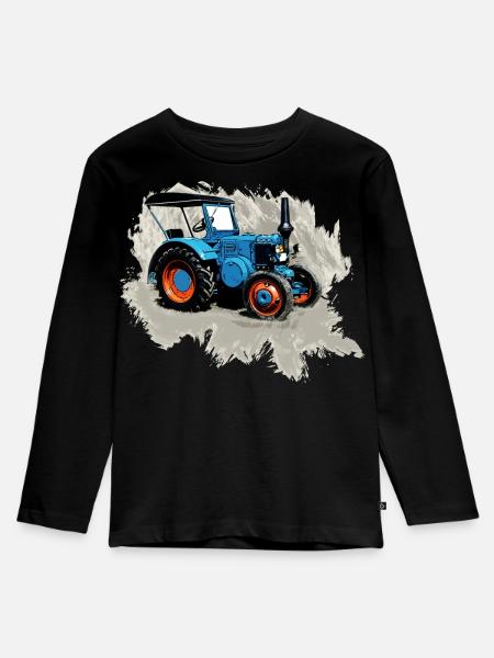 Traktor Lanz - Kinder Premium Bio Langarmshirt - Schwarz