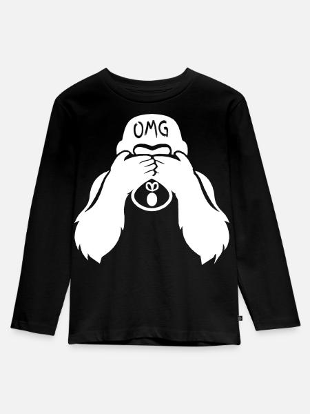 Witziger Gorilla OMG Affe - Kinder Premium Bio Langarmshirt - Schwarz