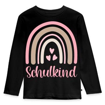 Schulkind Regenbogen Schulanfang Einschulung 2026 - Kinder Premium Bio Langarmshirt - Schwarz - Vorne - AI Model Kid Male (0cm)