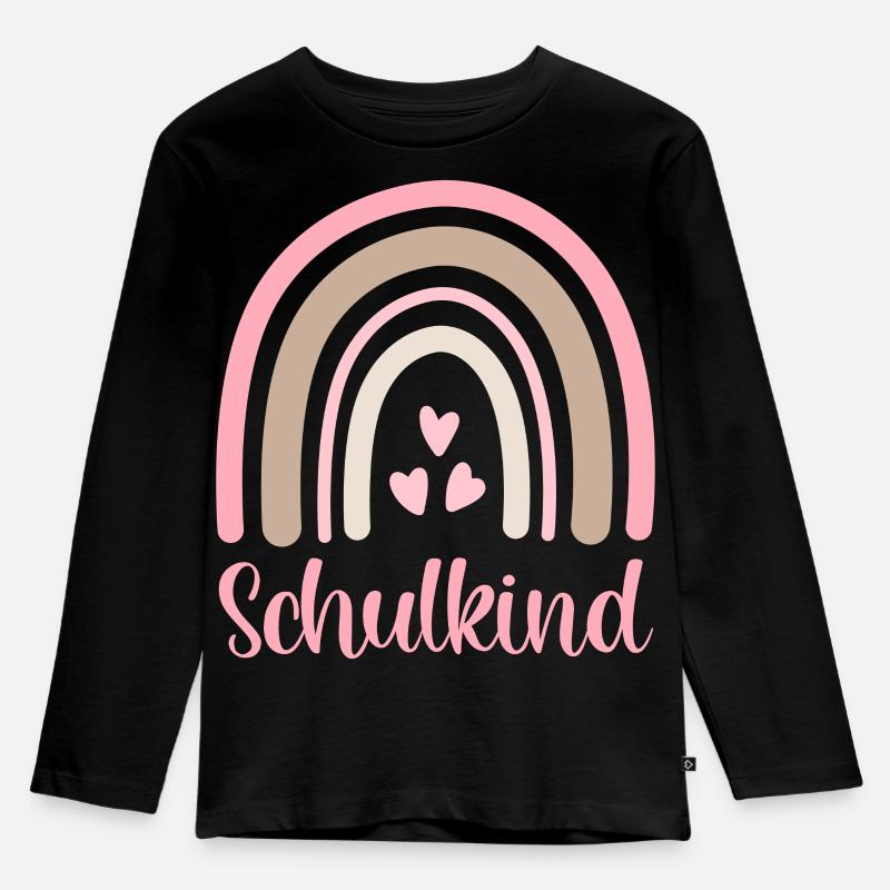 Schulkind Regenbogen Schulanfang Einschulung 2026 - Kinder Premium Bio Langarmshirt - Schwarz