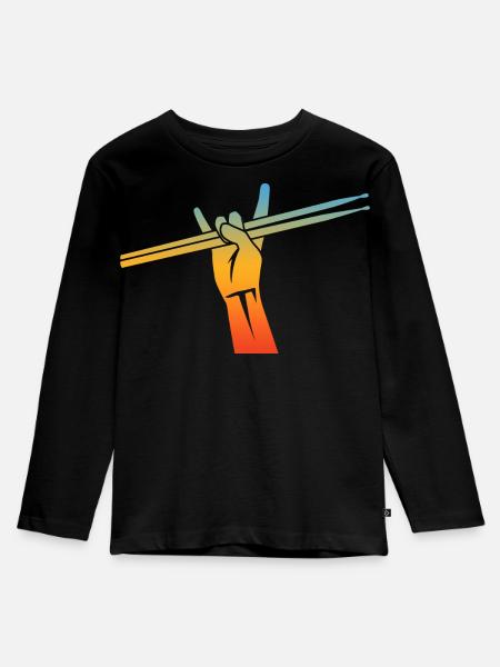 Schlagzeuger Drumsticks - Kinder Premium Bio Langarmshirt - Schwarz