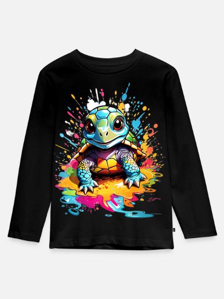 Schildkröte - Kinder Premium Bio Langarmshirt - Schwarz