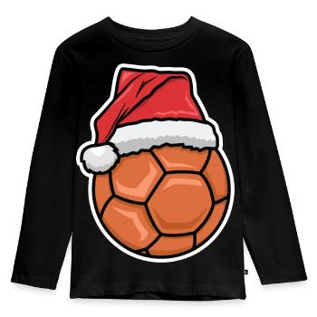 Lustige Handball Weihnachten - Kinder Premium Bio Langarmshirt - Schwarz - Vorne - AI Model Kid Male (0cm)