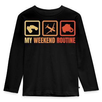 Ma routine du week-end - T-shirt manches longues Premium Enfant - noir - Devant - AI Model Kid Male (0cm)