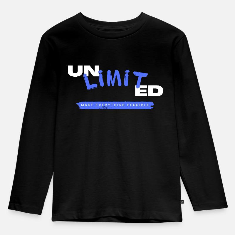 Unlimit Technology Inspirational Design - Kinder Premium Bio Langarmshirt - Schwarz