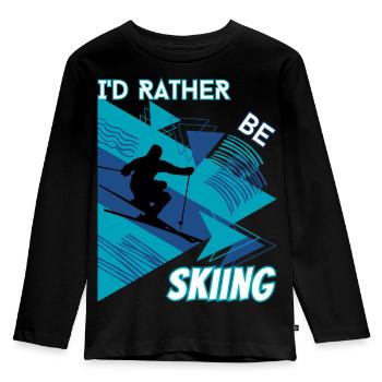 I'd Rather Ski - Ski Wintersportler Skifahrer - Kinder Premium Bio Langarmshirt - Schwarz - Vorne - AI Model Kid Male (0cm)