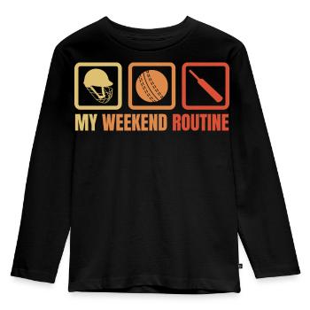Ma routine du week-end - T-shirt manches longues Premium Enfant - noir - Devant - AI Model Kid Male (0cm)