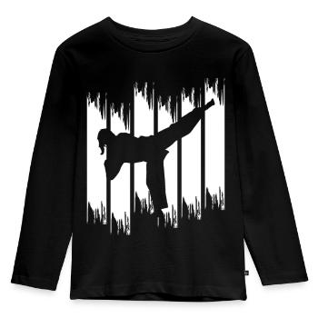 Karate Mädchen - Kinder Premium Bio Langarmshirt - Schwarz - Vorne - AI Model Kid Male (0cm)
