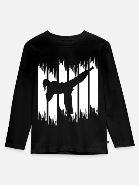 Karate Mädchen - Kinder Premium Bio Langarmshirt - Schwarz