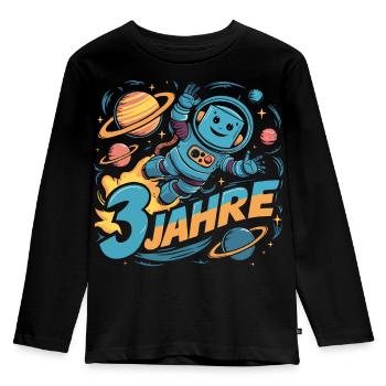 3 Jahre Kleiner Roboter als Astronaut im Weltraum - Kinder Premium Bio Langarmshirt - Schwarz - Vorne - AI Model Kid Male (0cm)