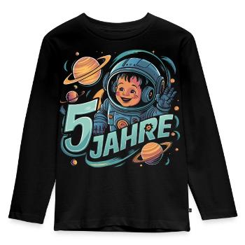 5 Jahre Kleiner Astronaut im Weltraum und Sterne - Kinder Premium Bio Langarmshirt - Schwarz - Vorne - AI Model Kid Male (0cm)