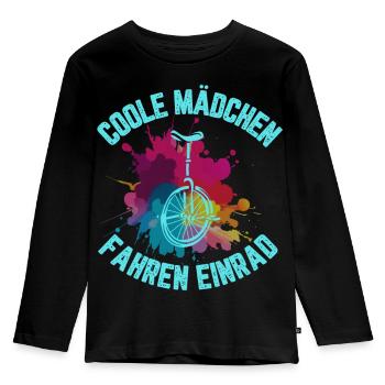 Coole Mädels fahren Einrad Kinder - Kinder Premium Bio Langarmshirt - Schwarz - Vorne - AI Model Kid Male (0cm)
