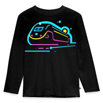 Train Comic Look - Kids' Premium Longsleeve Shirt - black - Front - AI Model Kid Male (0cm)