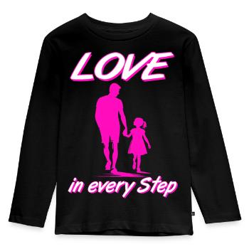 Love in Every Step Father Daughter Pink Silhouette - Kids' Premium Longsleeve Shirt - black - Front - AI Model Kid Male (0cm)