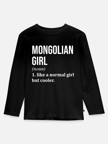Mongolei Mongolei Mongolei - Kinder Premium Bio Langarmshirt - Schwarz