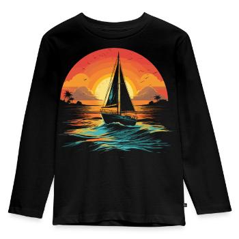 Sailing Illustration - Kids' Premium Longsleeve Shirt - black - Front - AI Model Kid Male (0cm)
