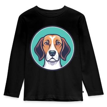 Anglais Foxhound Chien Race Dessin animé Kawaii Clipart - T-shirt manches longues Premium Enfant - noir - Devant - AI Model Kid Male (0cm)