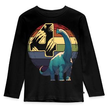 Brachiosaurus 4 Years 4th Birthday Gift - Kids' Premium Longsleeve Shirt - black - Front - AI Model Kid Male (0cm)