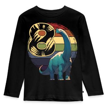 Brachiosaurus 8 Years 8th Birthday Gift - Kids' Premium Longsleeve Shirt - black - Front - AI Model Kid Male (0cm)