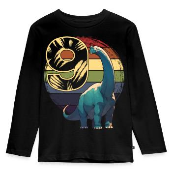 Brachiosaurus 9 Years 9th Birthday Gift - Kids' Premium Longsleeve Shirt - black - Front - AI Model Kid Male (0cm)