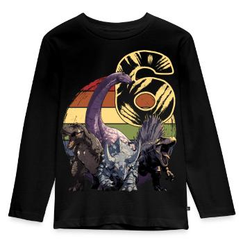 Coole Dinosaurier 6 Jahre 6. Geburtstag Geschenk - Kinder Premium Bio Langarmshirt - Schwarz - Vorne - AI Model Kid Male (0cm)