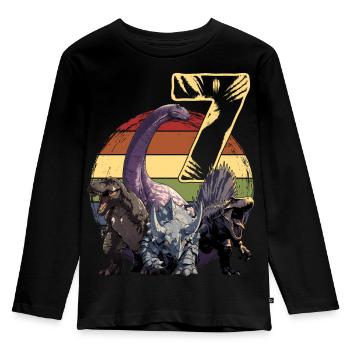 Cool dinosaure 7 ans 7e cadeau d’anniversaire - T-shirt manches longues Premium Enfant - noir - Devant - AI Model Kid Male (0cm)
