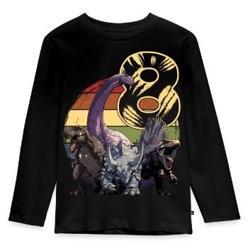 Coole Dinosaurier 8 Jahre 8. Geburtstag Geschenk - Kinder Premium Bio Langarmshirt - Schwarz - Vorne - AI Model Kid Male (0cm)