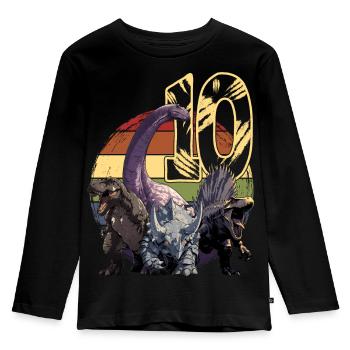 Coole Dinosaurier 10 Jahre 10. Geburtstag Geschenk - Kinder Premium Bio Langarmshirt - Schwarz - Vorne - AI Model Kid Male (0cm)