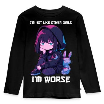 Not Like Other Girls Anime Girl Kawaii Edgy Goth - Kids' Premium Longsleeve Shirt - black - Front - AI Model Kid Male (0cm)