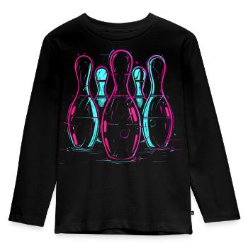Bowling rétro Synthwave - T-shirt manches longues Premium Enfant - noir - Devant - AI Model Kid Male (0cm)