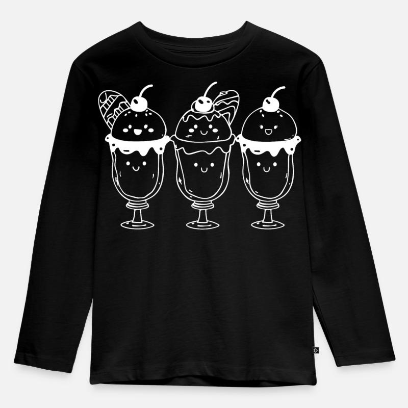 Eisbecher Comic Look - Kinder Premium Bio Langarmshirt - Schwarz