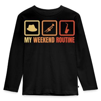 Routine du week-end du trompettiste - T-shirt manches longues Premium Enfant - noir - Devant - AI Model Kid Male (0cm)