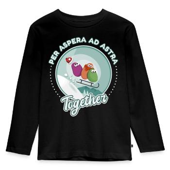 Snow sledging love drawing humor - Kids' Premium Longsleeve Shirt - black - Front - AI Model Kid Male (0cm)