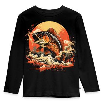 Fishing Illustration - Kids' Premium Longsleeve Shirt - black - Front - AI Model Kid Male (0cm)