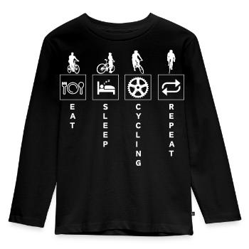 Funny Cycling Quote Eat Sleep Repeat - Kids' Premium Longsleeve Shirt - black - Front - AI Model Kid Male (0cm)