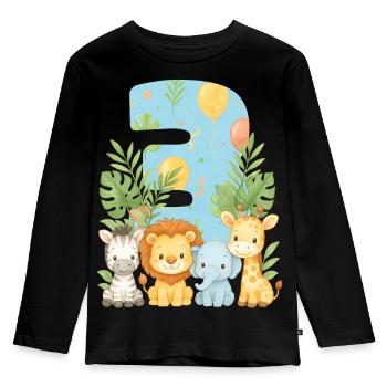 Animaux de la jungle Cadeau d’anniversaire 3 ans pour enfants - T-shirt manches longues Premium Enfant - noir - Devant - AI Model Kid Male (0cm)