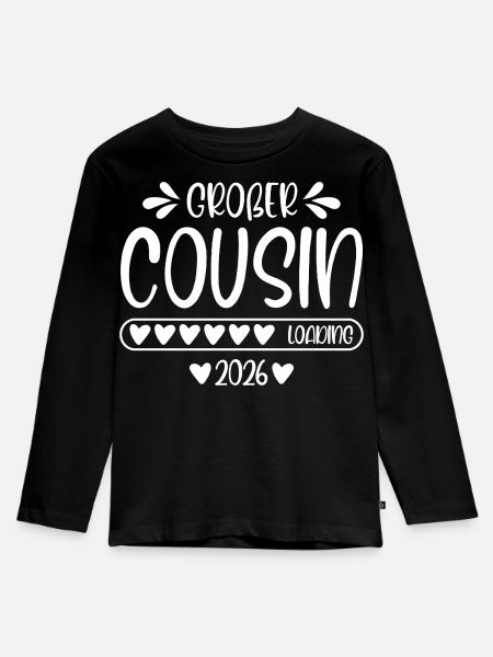 Großer Cousin 2026 loading - Kinder Premium Bio Langarmshirt - Schwarz