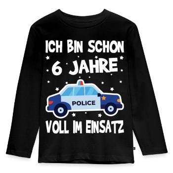6 Geburtstag Polizei Geschenk Junge 6 Jahre - Kinder Premium Bio Langarmshirt - Schwarz - Vorne - AI Model Kid Male (0cm)
