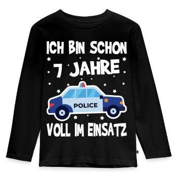 7 Geburtstag Polizei Geschenk Junge 7 Jahre - Kinder Premium Bio Langarmshirt - Schwarz - Vorne - AI Model Kid Male (0cm)